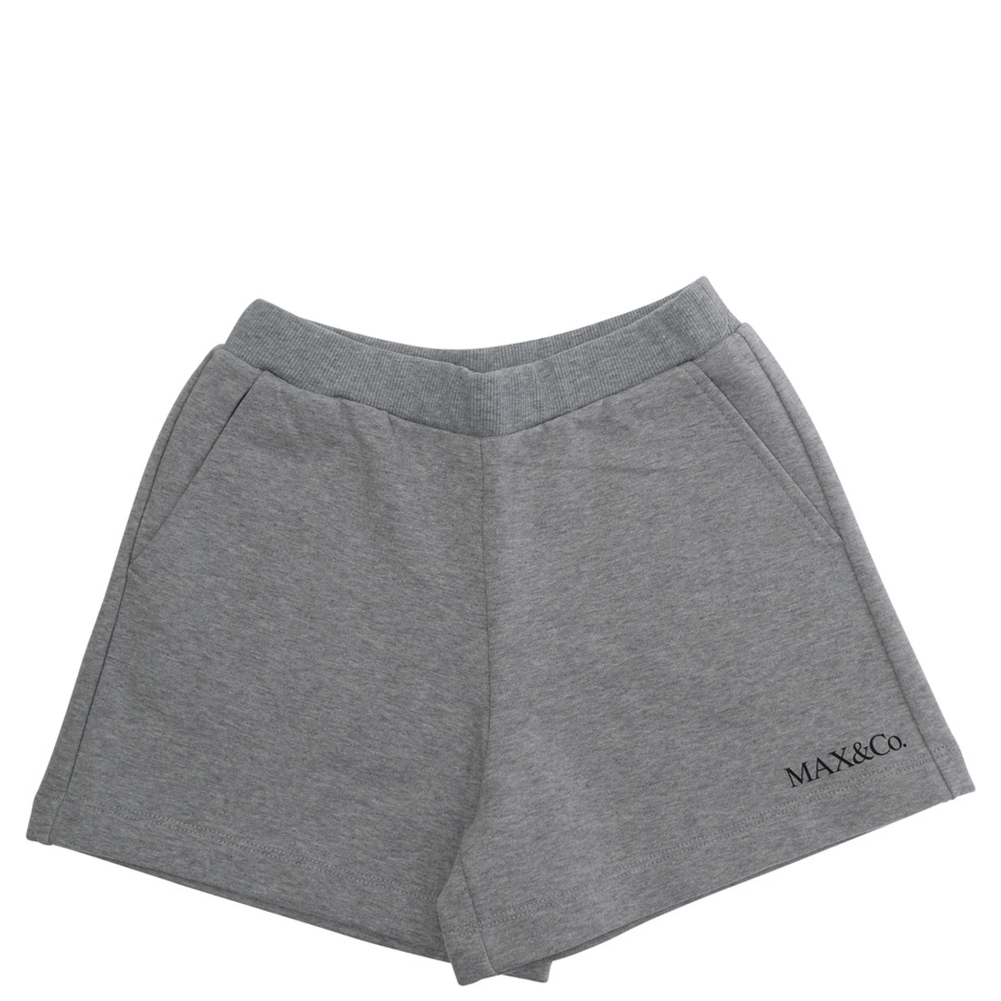 Grey Shorts with Elastic Waist and Logo Lettering on the Front in Cotton Girl