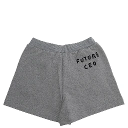 Grey Shorts with Elastic Waist and Logo Lettering on the Front in Cotton Girl