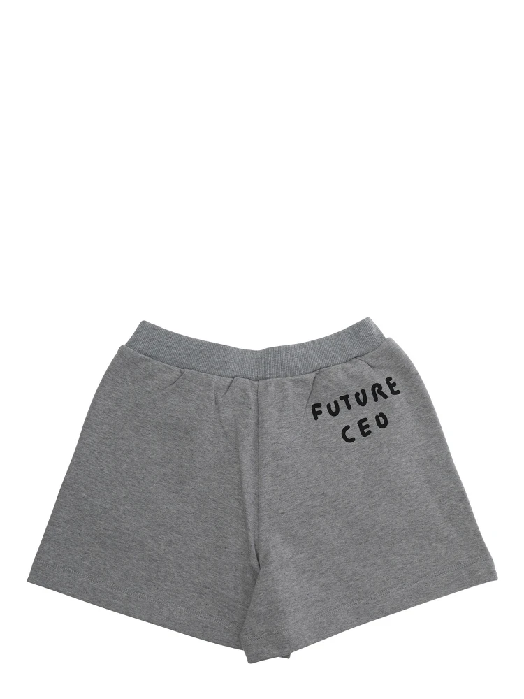 Grey Shorts with Elastic Waist and Logo Lettering on the Front in Cotton Girl alternative