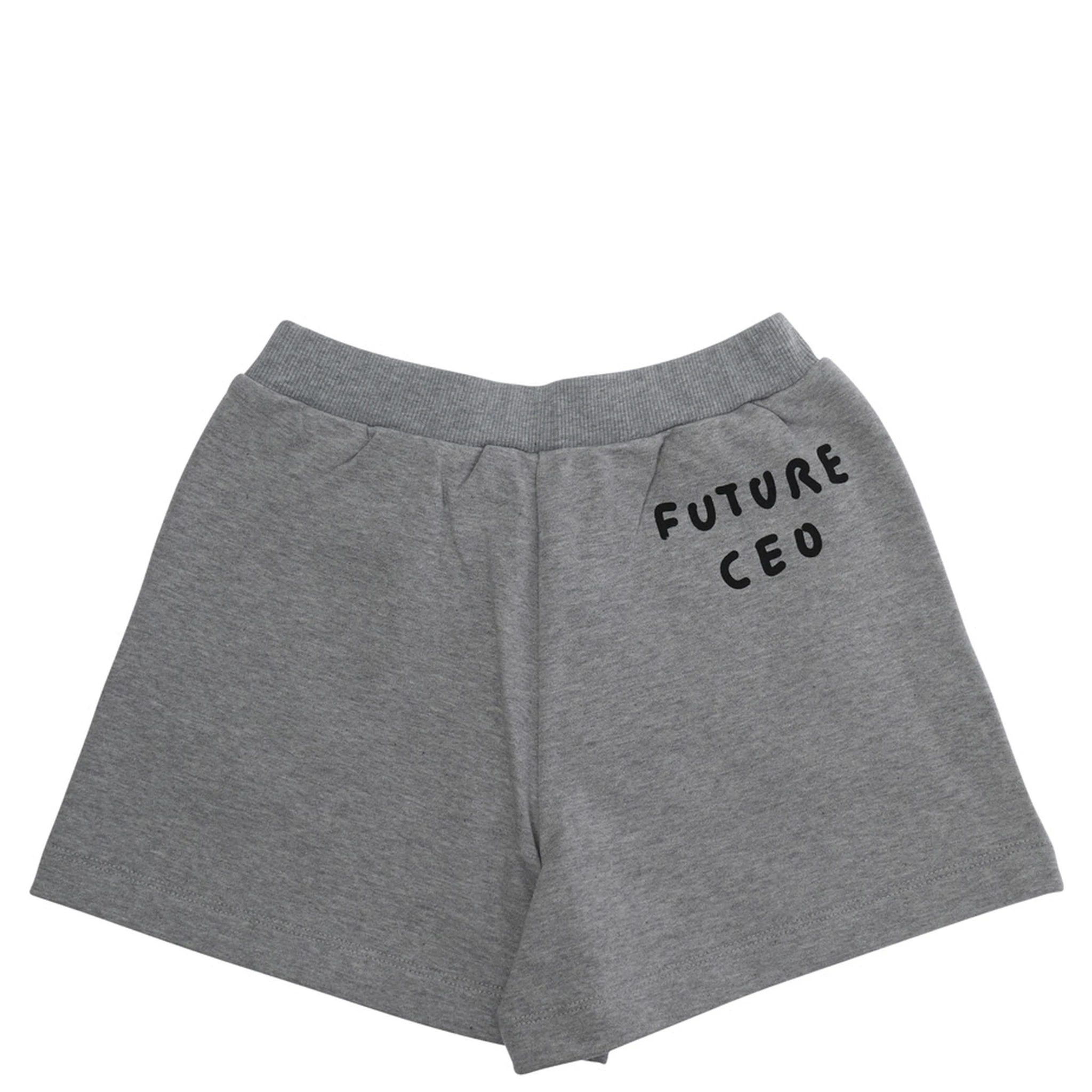 Grey Shorts with Elastic Waist and Logo Lettering on the Front in Cotton Girl