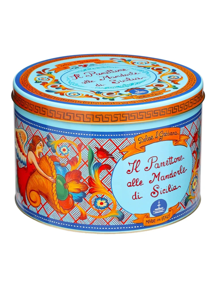 1 Kg Sicilian Almond Panettone with Light Blue Tin Box