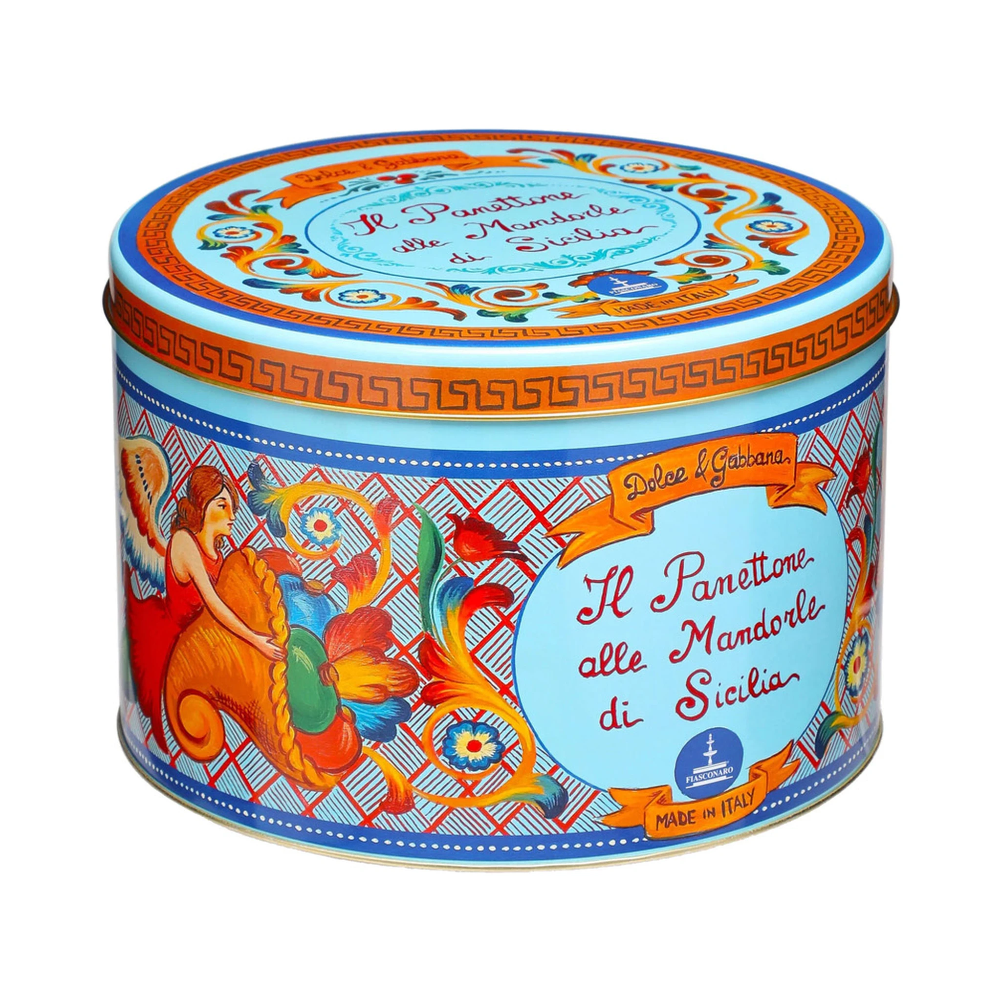 1 Kg Sicilian Almond Panettone with Light Blue Tin Box