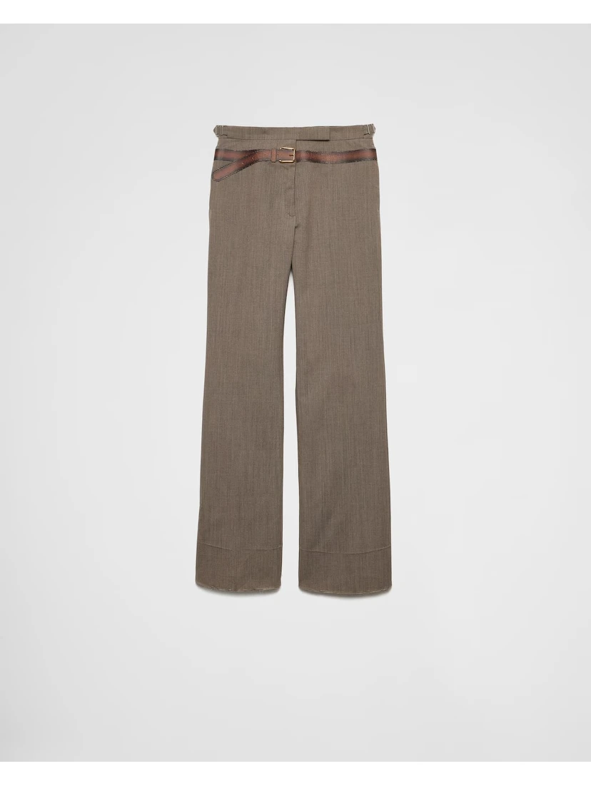 Wool pants with printed belt