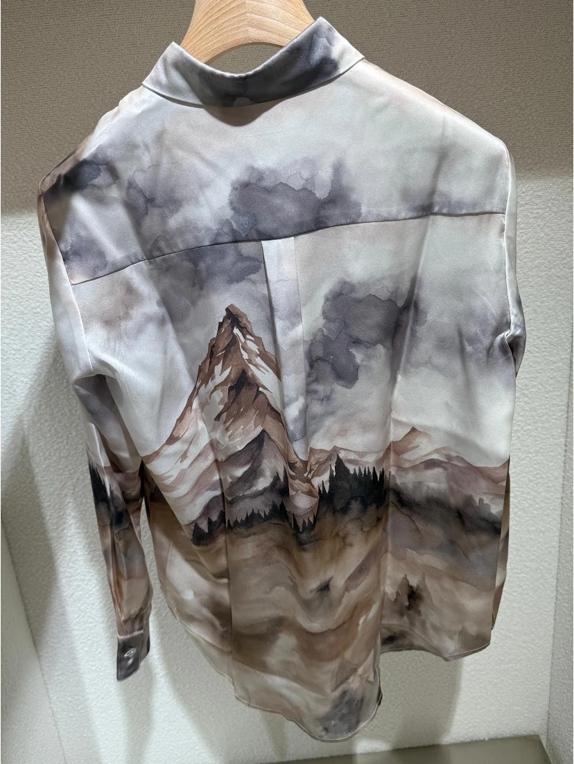 Silk shirt with fantasy canvas
