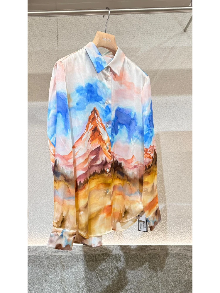 "Blu Zermatt" shirt in silk