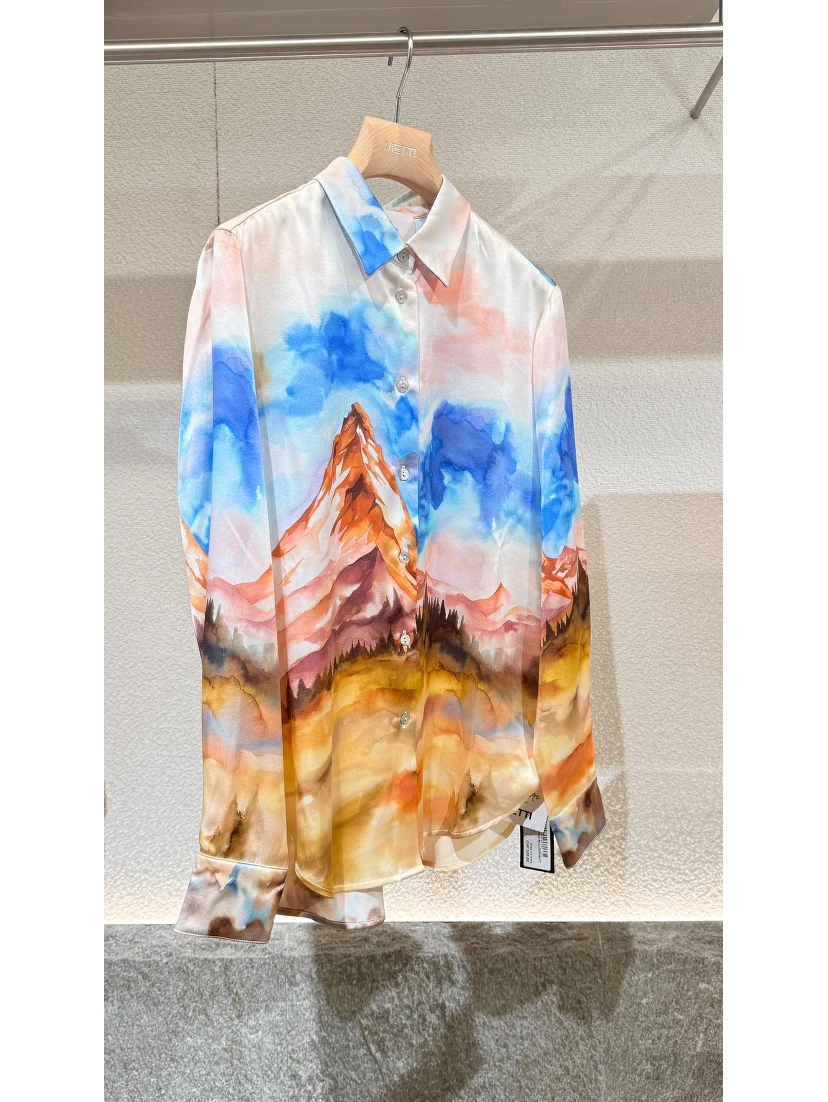 "Blu Zermatt" shirt in silk