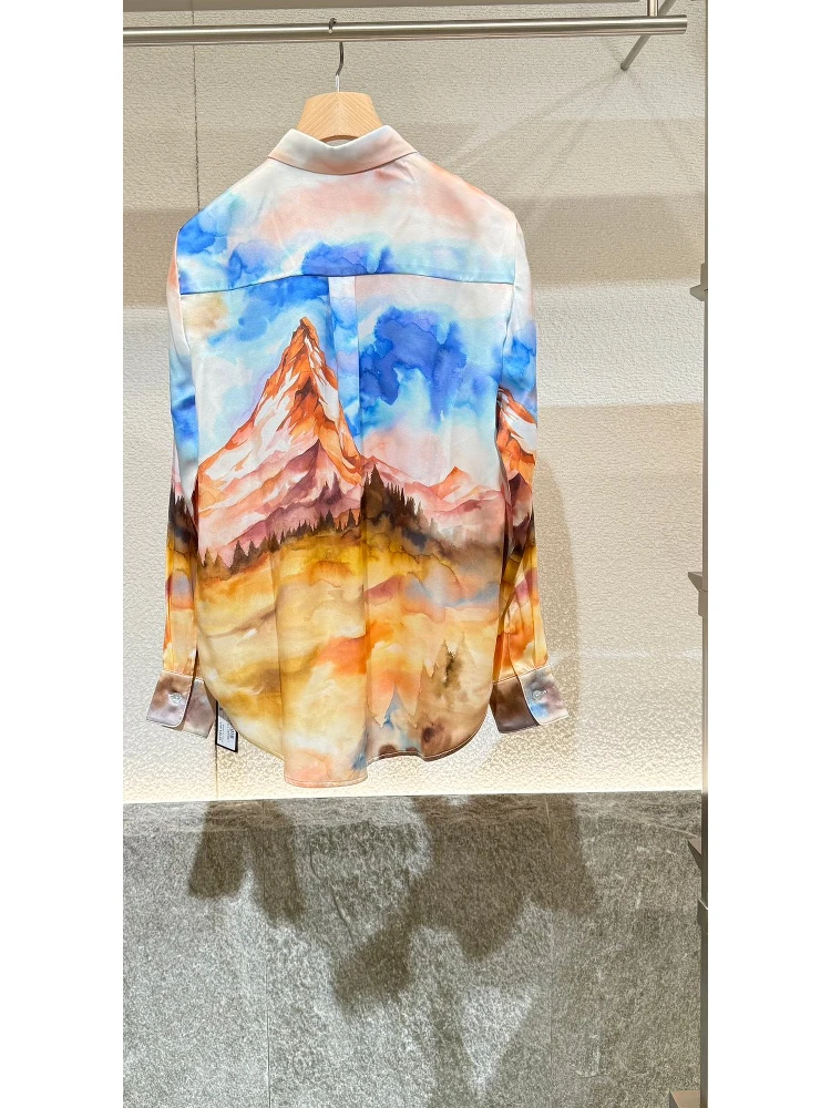 "Blu Zermatt" shirt in silk alternative