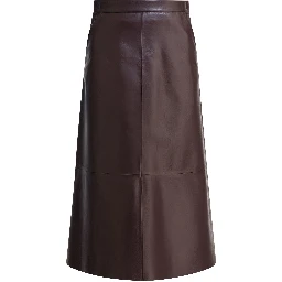 Midi skirt in leather