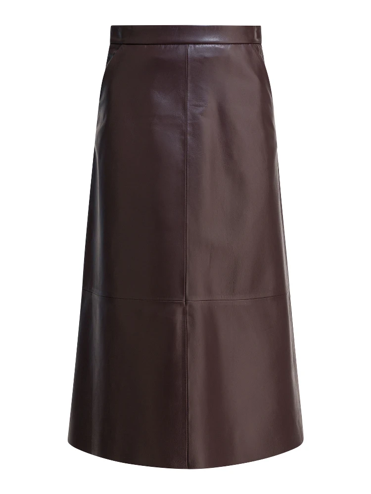 Midi skirt in leather