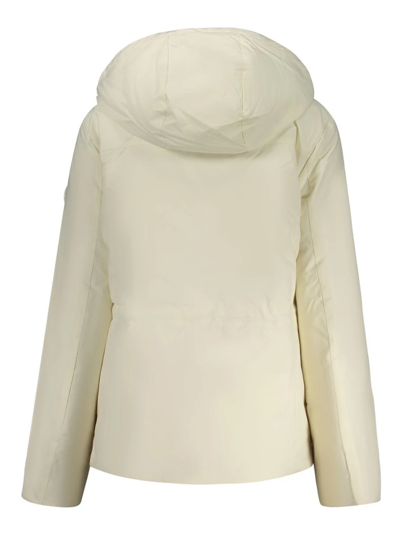 White Polyester Women Parka Jacket