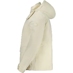 White Polyester Women Parka Jacket