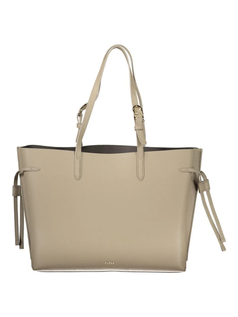 Beige Leather Women Handbag