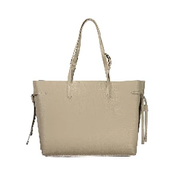 Beige Leather Women Handbag