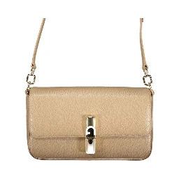 Beige Leather Women's Shoulder Bag