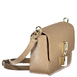 Beige Leather Women's Shoulder Bag