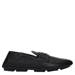 Black Leather Slip-On Loafers