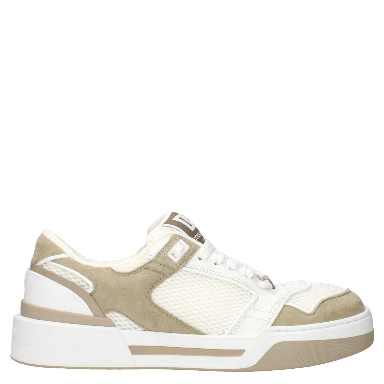 White Fabric Low Top Sneakers