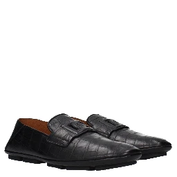 Black Leather Slip-On Loafers