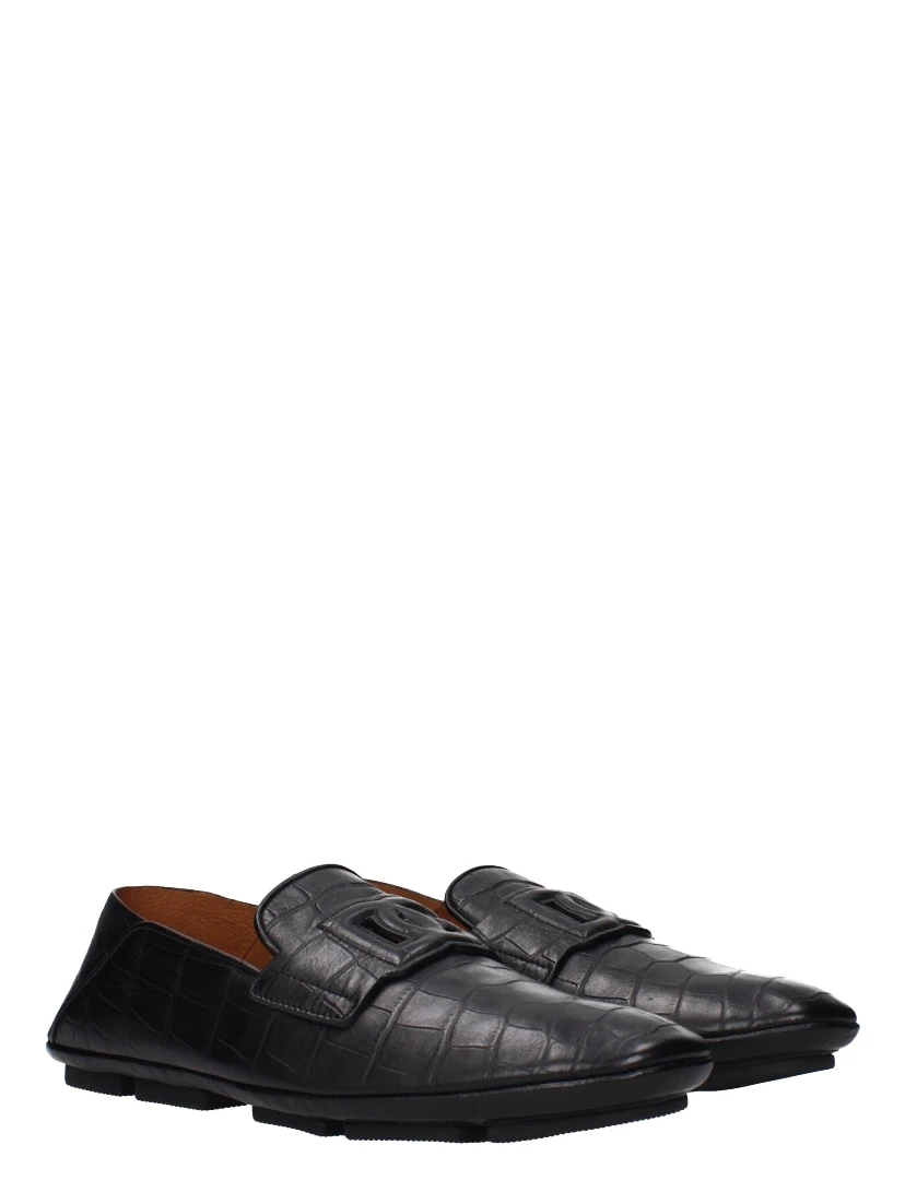 Black Leather Slip-On Loafers
