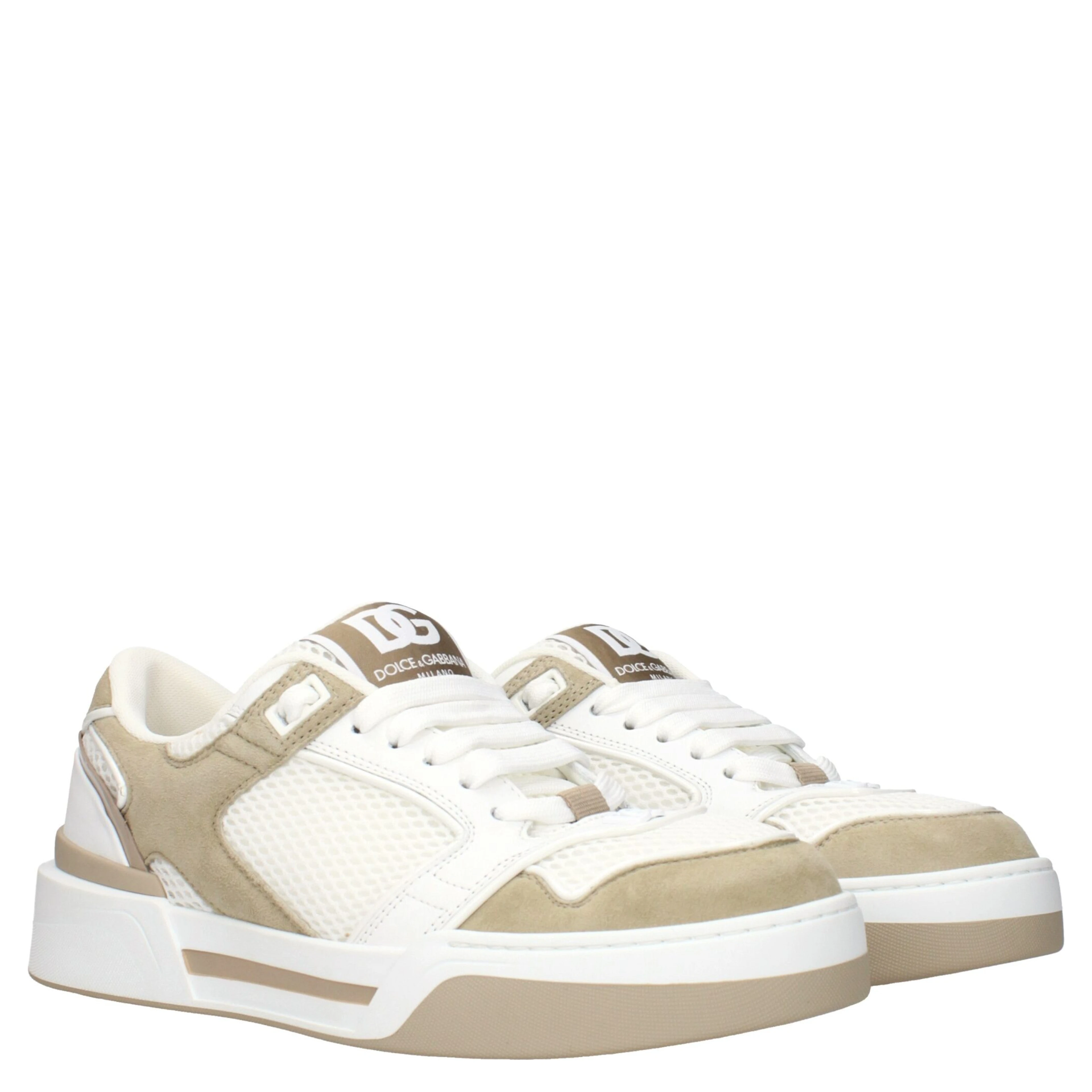 White Fabric Low Top Sneakers
