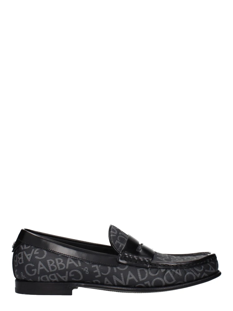 Black Fabric Slip-On Loafers