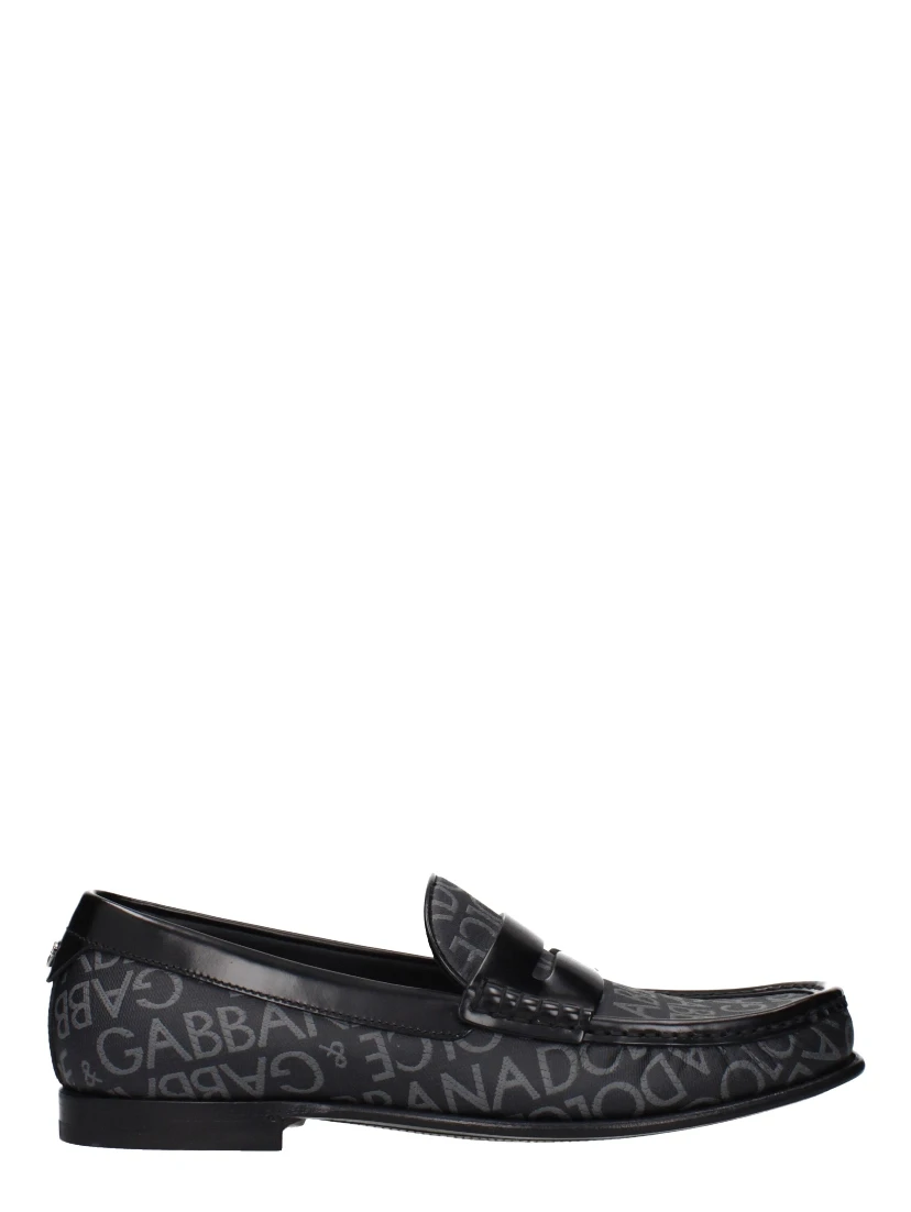 Black Fabric Slip-On Loafers