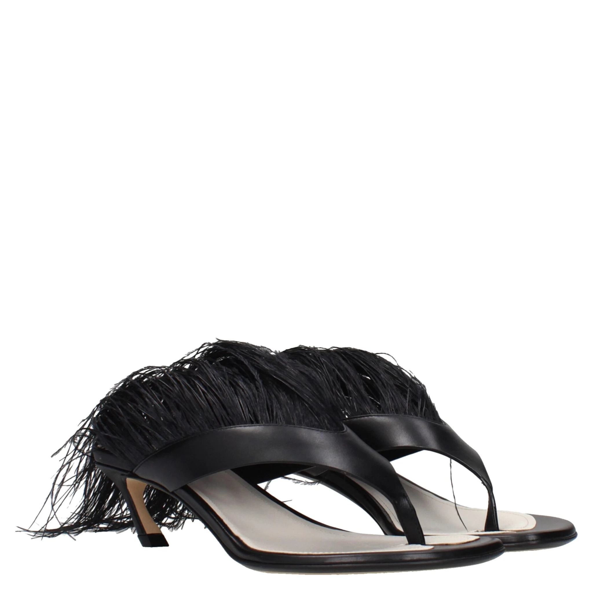 Black Leather Flip-Flop Sandals