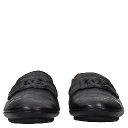 Black Leather Slip-On Loafers