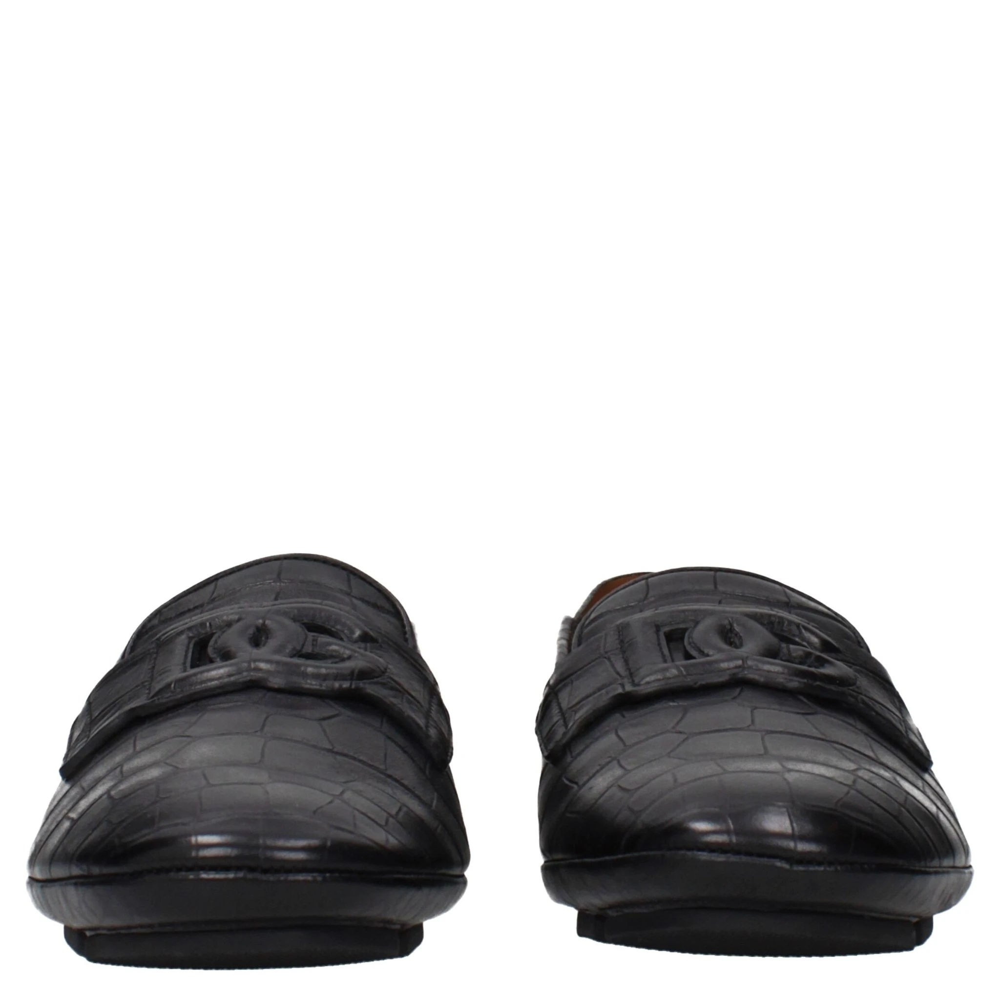 Black Leather Slip-On Loafers