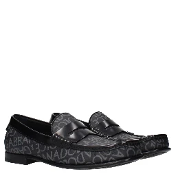 Black Fabric Slip-On Loafers