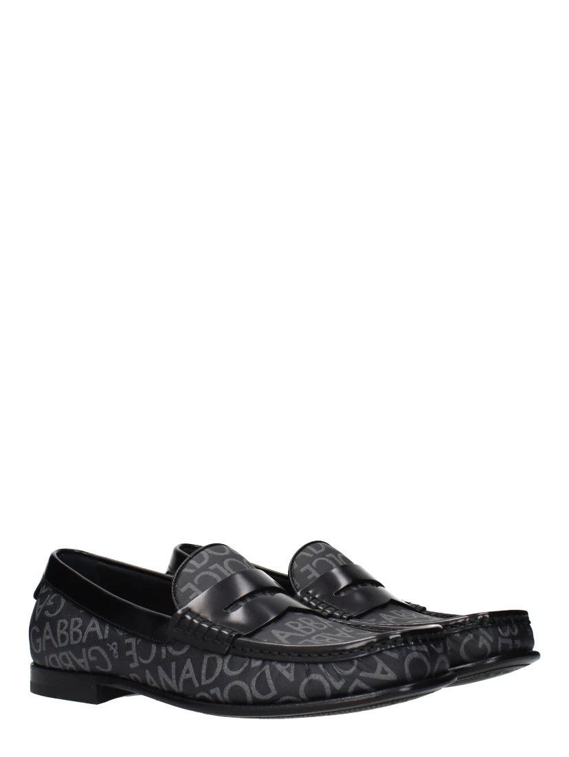 Black Fabric Slip-On Loafers