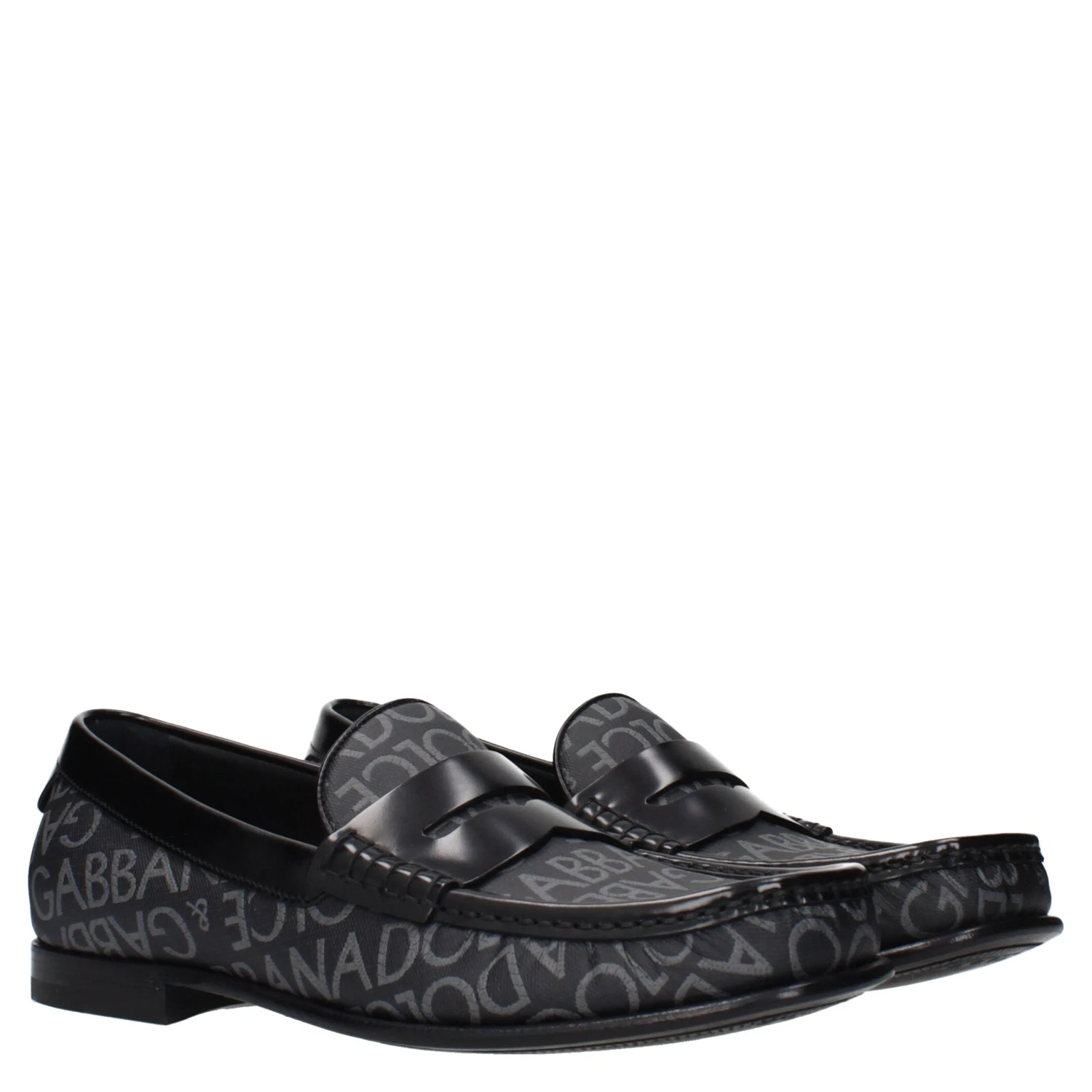 Black Fabric Slip-On Loafers
