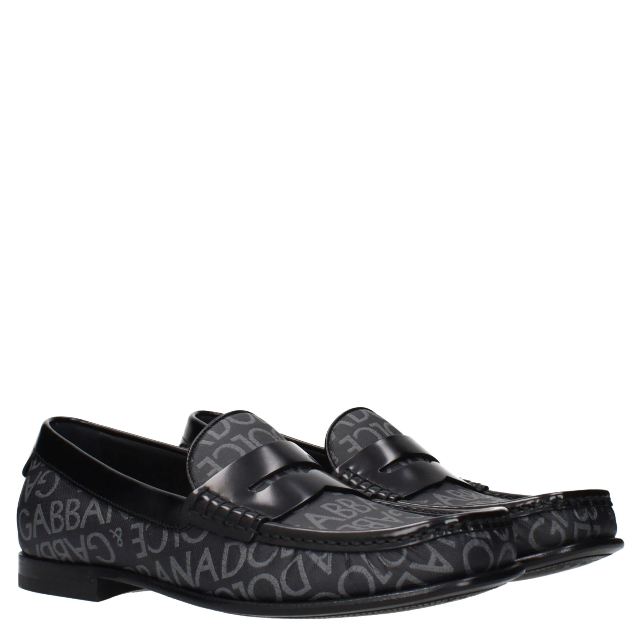 Black Fabric Slip-On Loafers