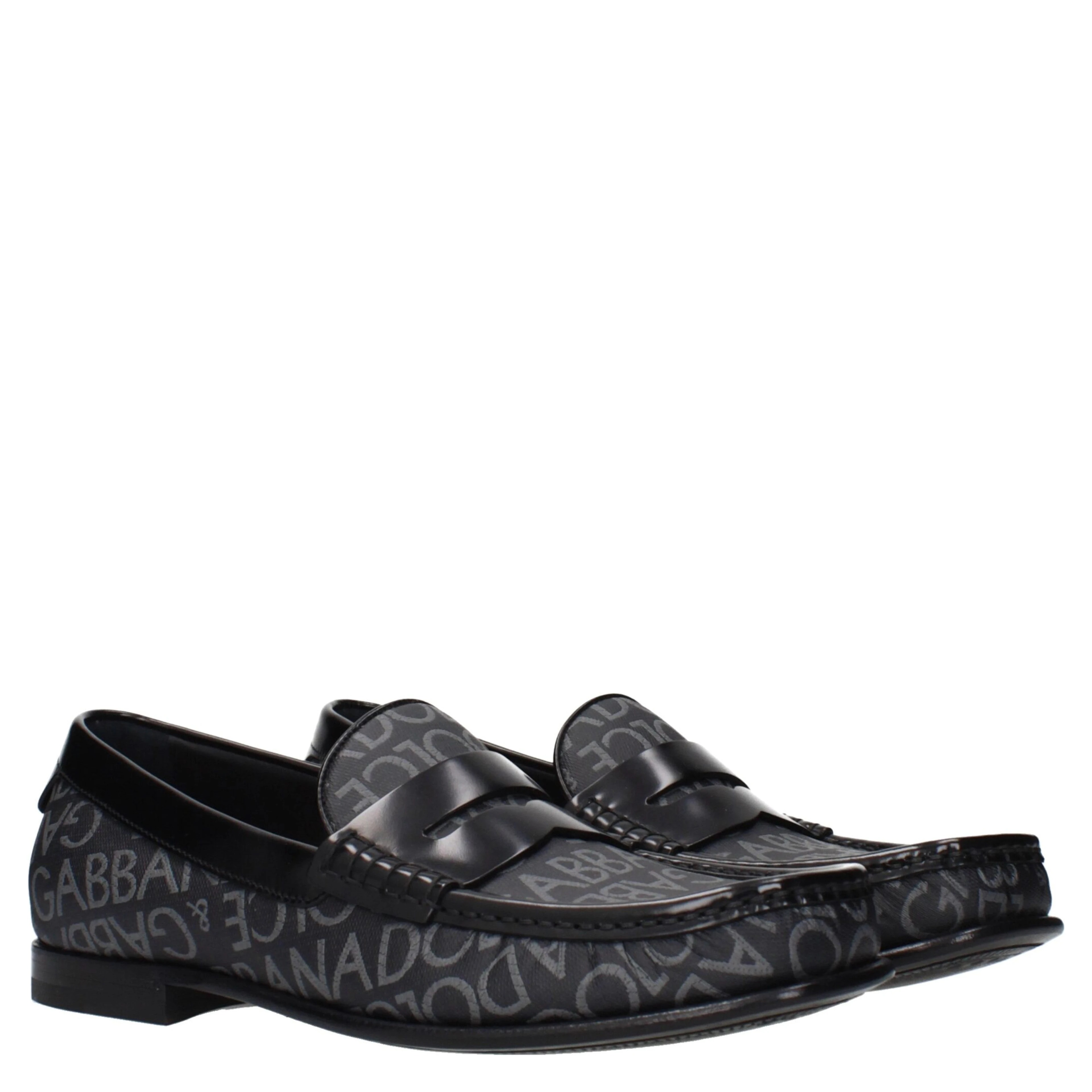 Black Fabric Slip-On Loafers