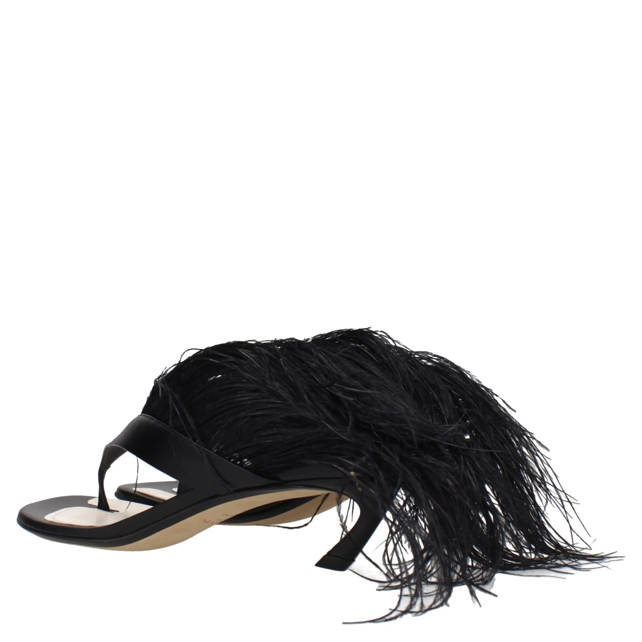 Black Leather Flip-Flop Sandals