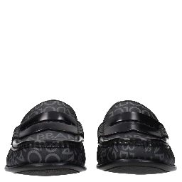 Black Fabric Slip-On Loafers