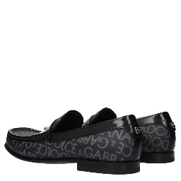 Black Fabric Slip-On Loafers
