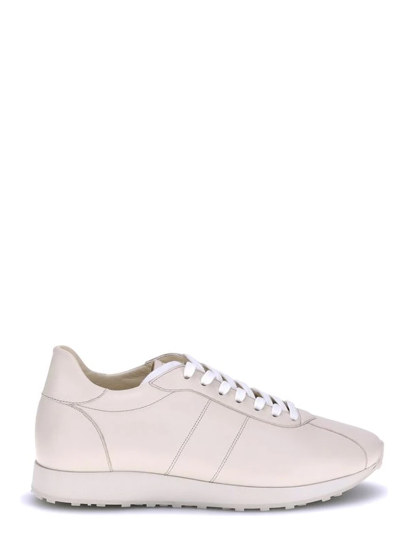 Cream Calf Leather Bos Taurus Low Top Sneakers