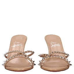 Pink Leather Stiletto Heel Sandals