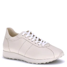 Cream Calf Leather Bos Taurus Low Top Sneakers
