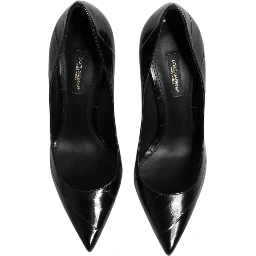 Black Leather Stiletto High Heels Pumps Shoes
