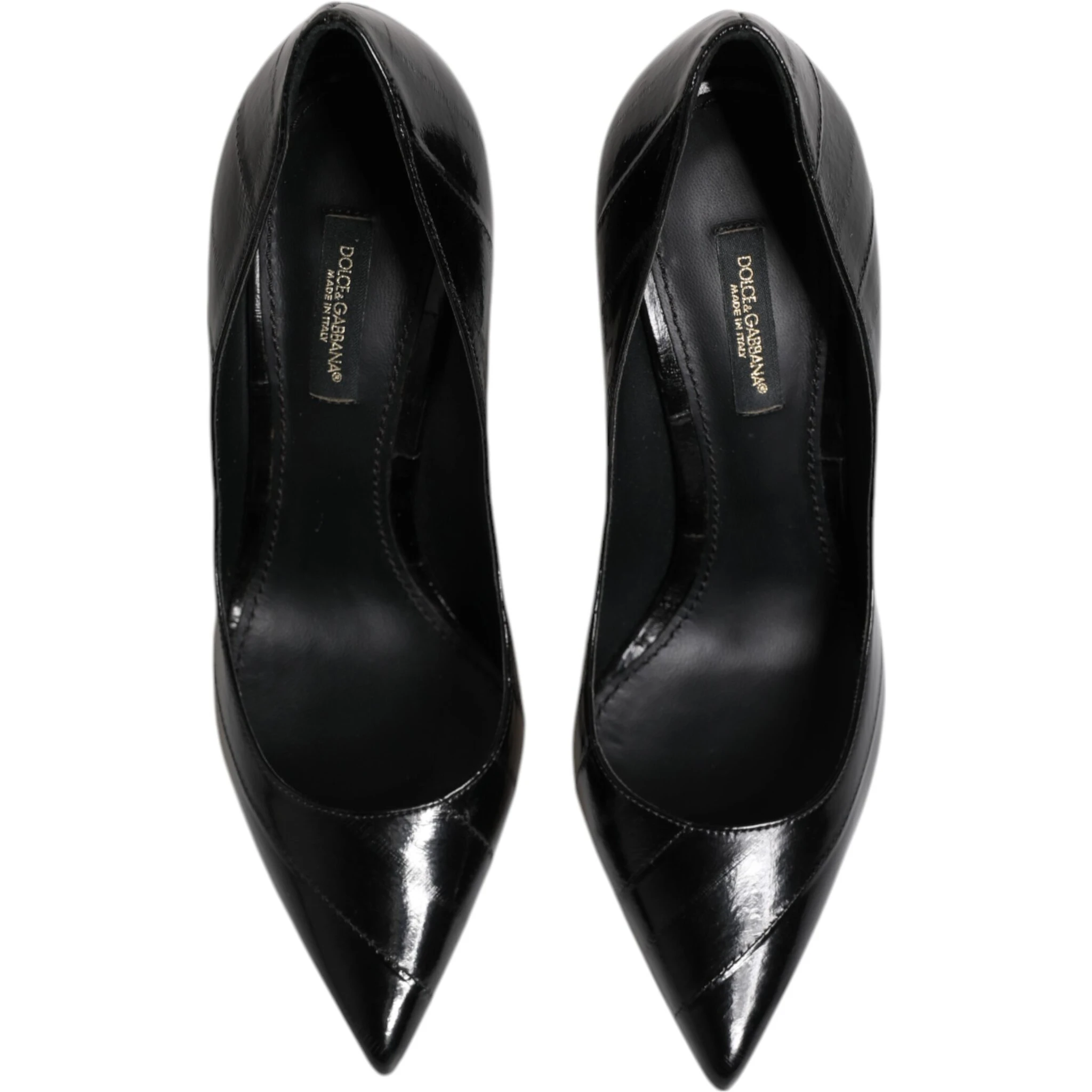 Black Leather Stiletto High Heels Pumps Shoes