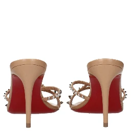 Pink Leather Stiletto Heel Sandals