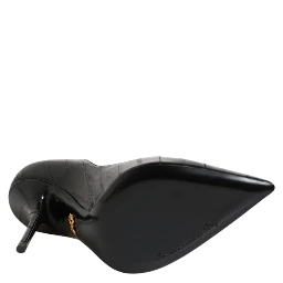 Black Leather Stiletto High Heels Pumps Shoes