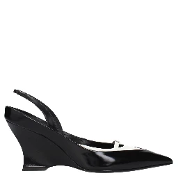 Black Leather Wedge Sandals