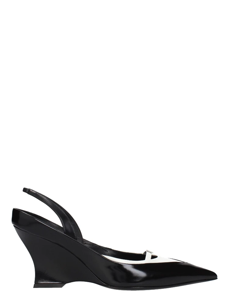 Black Leather Wedge Sandals