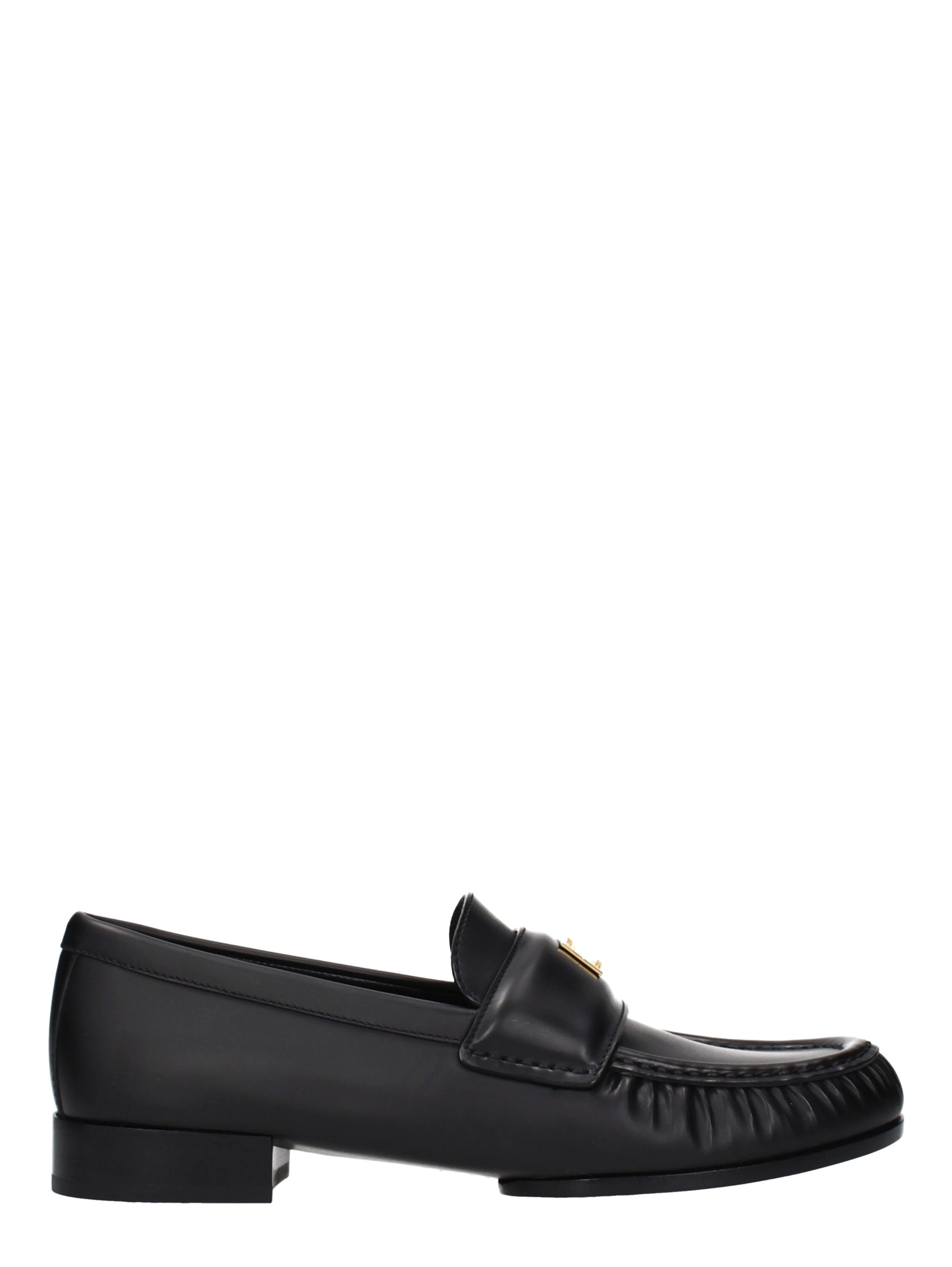 Black Leather Slip-On Loafers