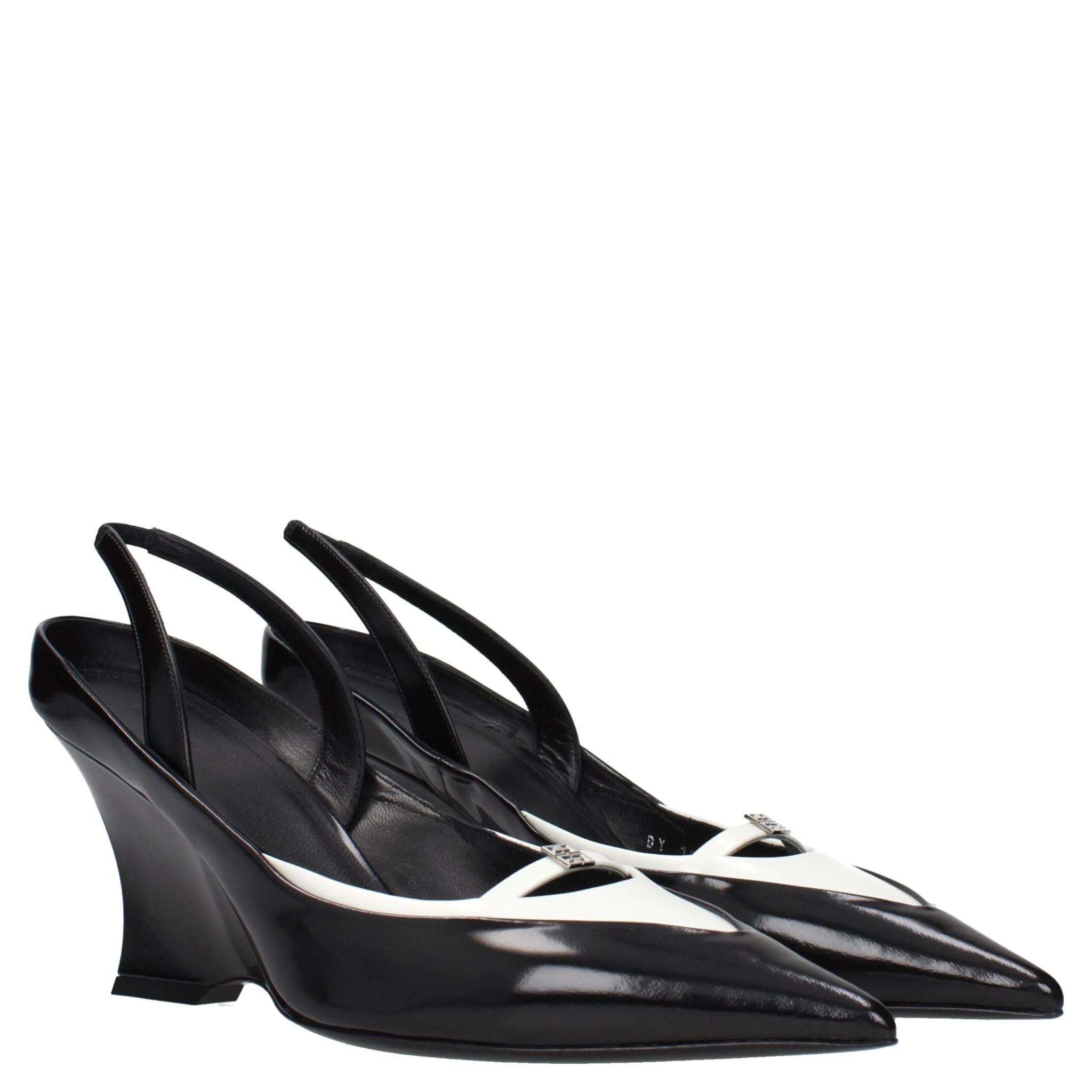 Black Leather Wedge Sandals