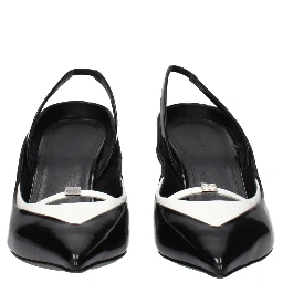 Black Leather Wedge Sandals