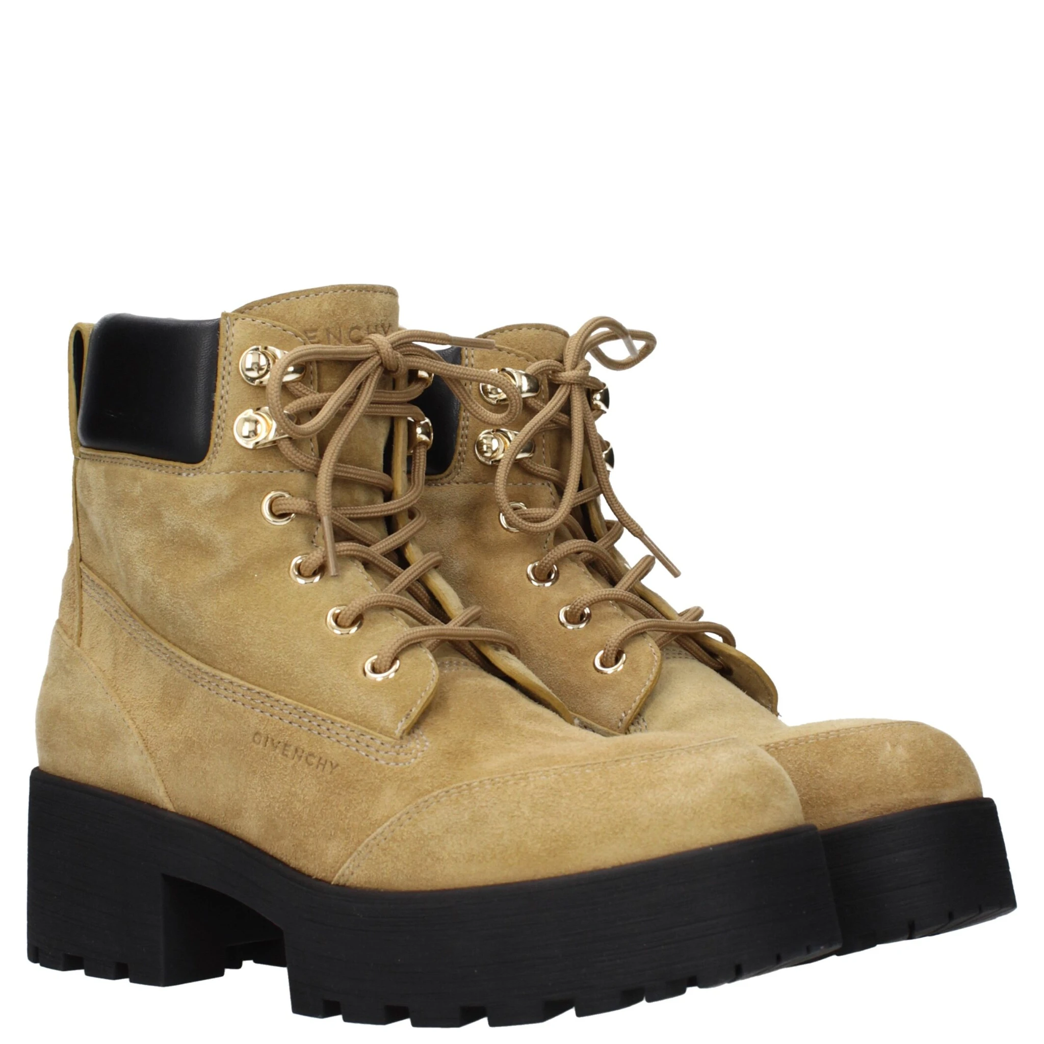 حذاء كاحل من الجلد البني